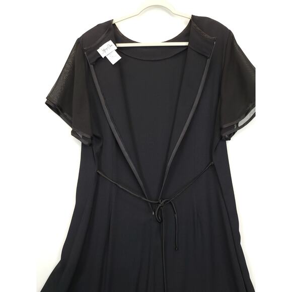 Jeffrey & Dara Dress Tie Back Sheer Short Sleeve Women 22 Black Modest Capsule - Picture 10 of 11